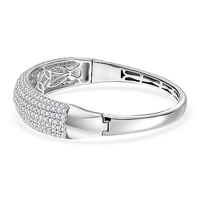 Karis Lab Created White Sapphire 10.65 ctw Starlit Sky Bangle Bracelet in Platinum Bond (7.25 In)