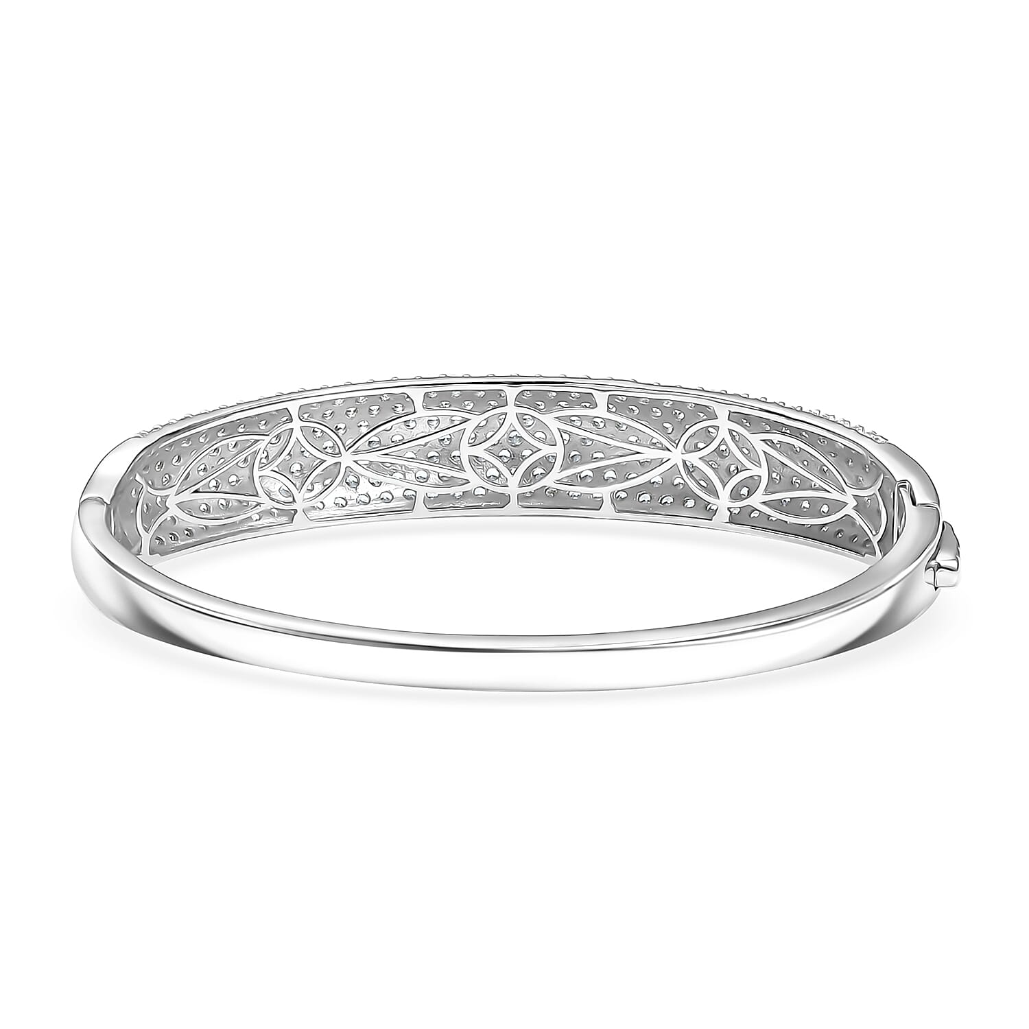 Karis Lab Created White Sapphire 10.65 ctw Starlit Sky Bangle Bracelet in Platinum Bond (7.25 In)