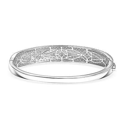 Karis Lab Created White Sapphire 10.65 ctw Starlit Sky Bangle Bracelet in Platinum Bond (7.25 In)