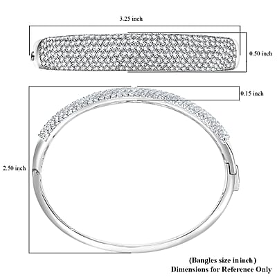 Karis Lab Created White Sapphire 10.65 ctw Starlit Sky Bangle Bracelet in Platinum Bond (7.25 In)