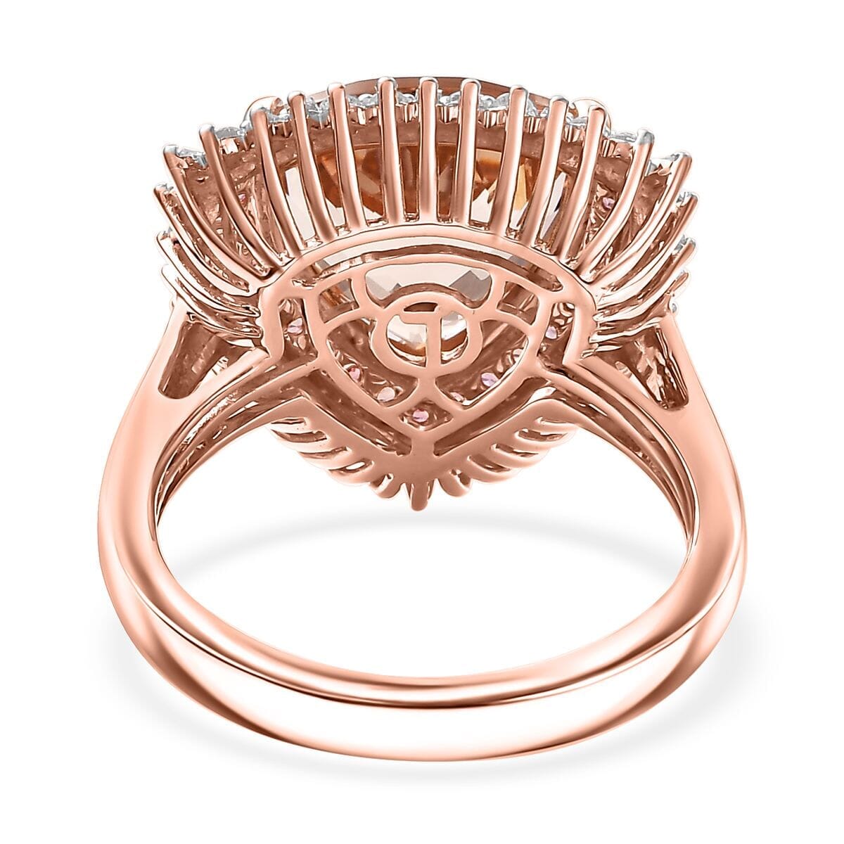 Luxoro AAA Mangoro Morganite, Padparadscha Sapphire (BT) 10.5) and G-H I2 Diamond 6.00 ctw Ring in 14K Rose Gold (Size 9.0) image number 4