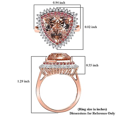 Luxoro AAA Mangoro Morganite, Padparadscha Sapphire (BT) and G-H I2 Diamond 6.00 ctw Ring in 14K Rose Gold (Size 11.0)