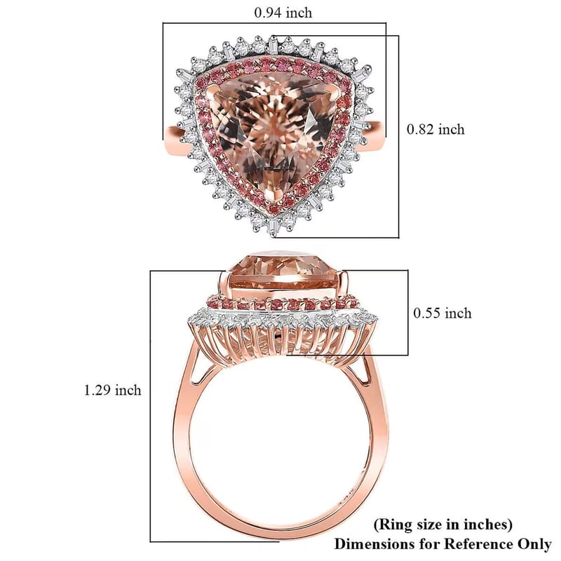 Luxoro AAA Mangoro Morganite, Padparadscha Sapphire (BT) and G-H I2 Diamond 6.00 ctw Ring in 14K Rose Gold (Size 5.0)