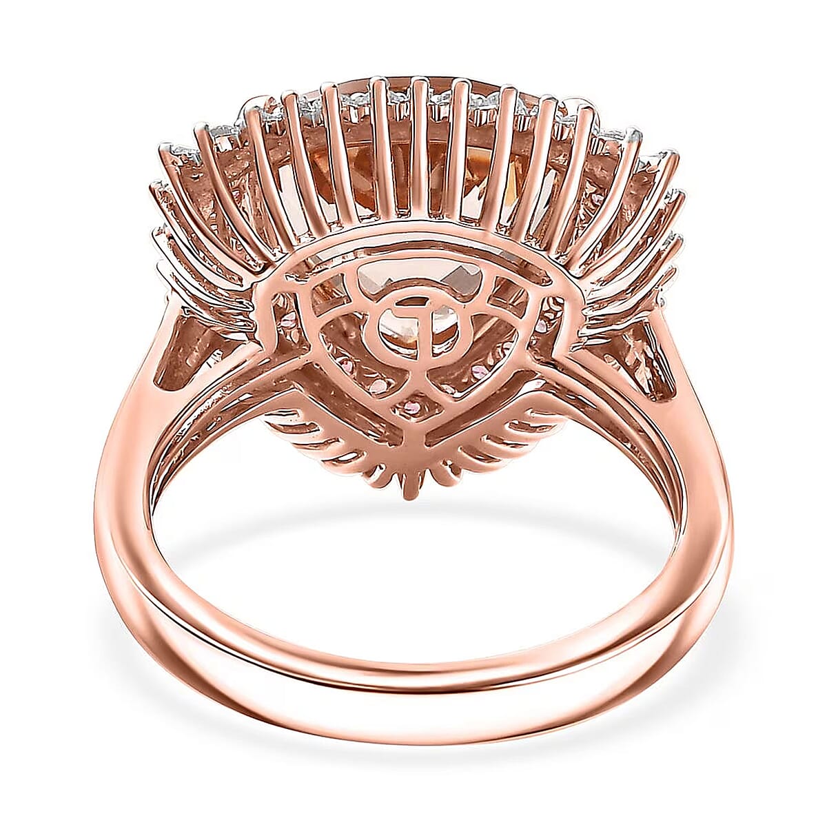 Luxoro AAA Mangoro Morganite, Padparadscha Sapphire (BT) and G-H I2 Diamond 6.00 ctw Ring in 14K Rose Gold (Size 7.0) image number 6