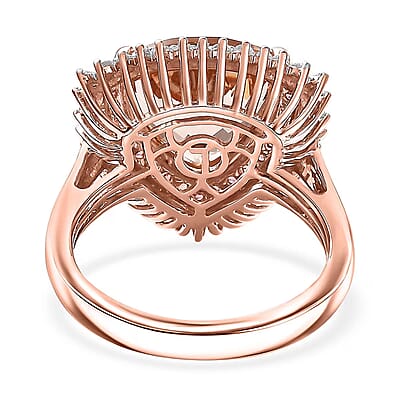 Luxoro AAA Mangoro Morganite, Padparadscha Sapphire (BT) and G-H I2 Diamond 6.00 ctw Ring in 14K Rose Gold (Size 7.0)