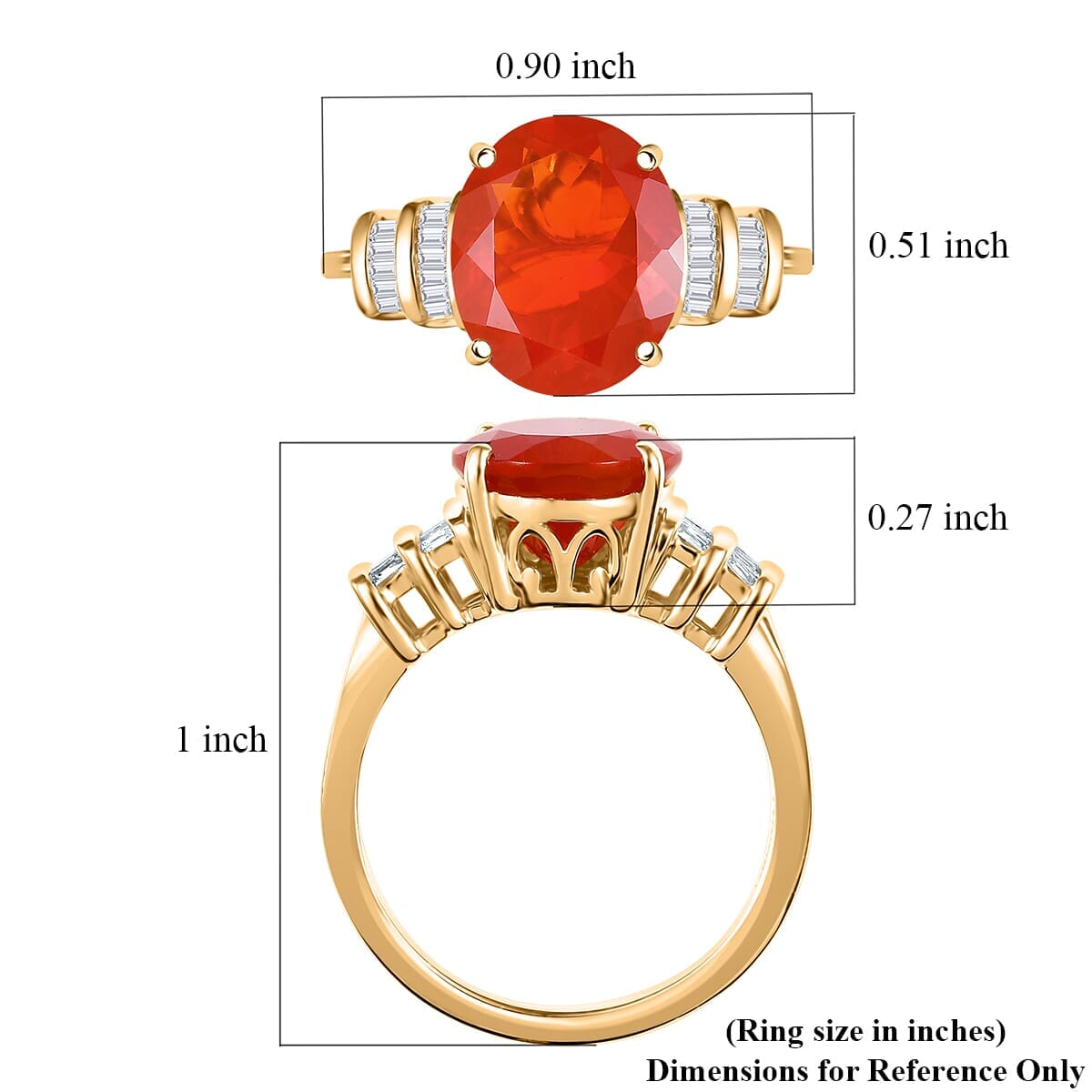 Epic Deal Luxoro 10K Yellow Gold Premium Crimson Fire Opal, Diamond (I2) (0.20 cts) Ring (Size 5.0) 3.45 ctw image number 5