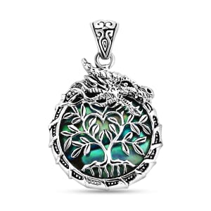 Bali Legacy Abalone Shell Dragon Pendant without Chain in Sterling Silver