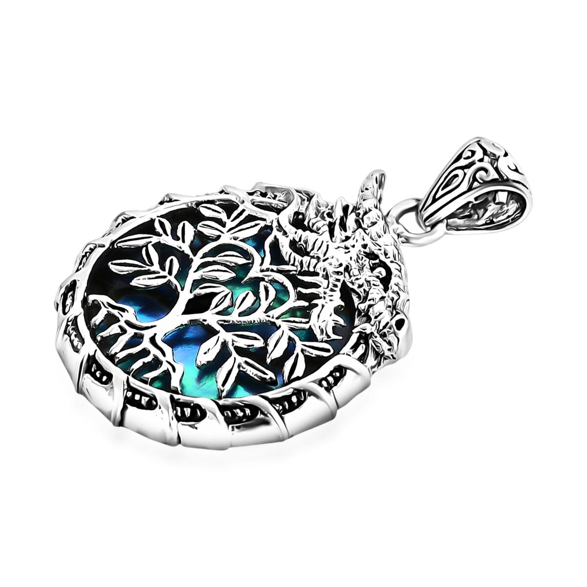 Bali Legacy Abalone Shell Dragon Pendant without Chain in Sterling Silver image number 1