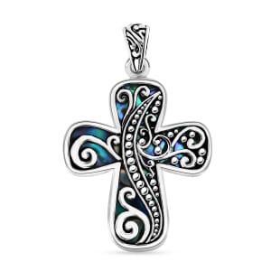 Bali Legacy Abalone Shell Cross Pendant without Chain in Sterling Silver
