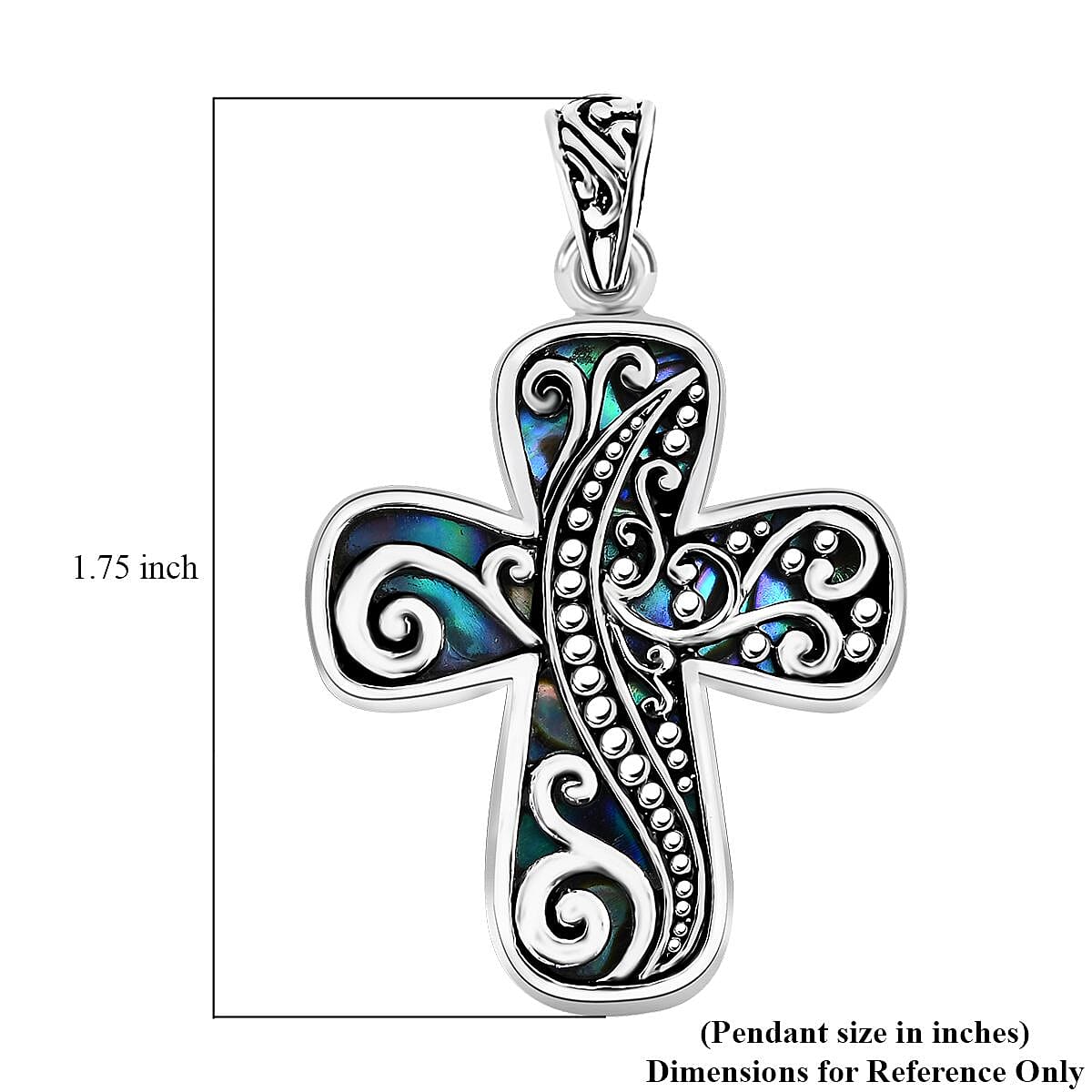 Bali Legacy Abalone Shell Cross Pendant without Chain in Sterling Silver image number 2