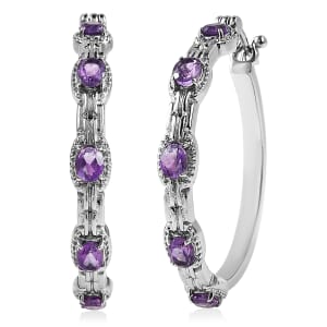 African Amethyst 3.25 ctw Earrings in Stainless Steel 
