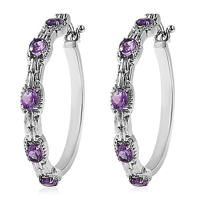 African Amethyst 3.25 ctw Earrings in Stainless Steel 