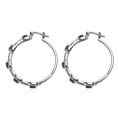 African Amethyst 3.25 ctw Earrings in Stainless Steel 