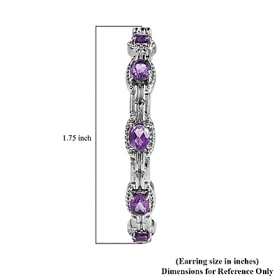 African Amethyst 3.25 ctw Earrings in Stainless Steel 
