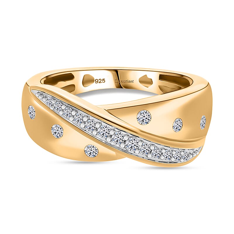 Luxuriant Lab Grown Diamond 0.26 ctw Ring in Vermeil Yellow Gold Over Sterling Silver (Size 11.5)