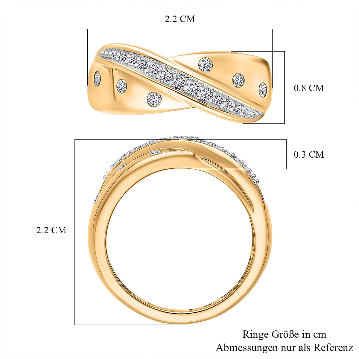 Luxuriant Lab Grown Diamond 0.26 ctw Ring in Vermeil Yellow Gold Over Sterling Silver (Size 11.5)