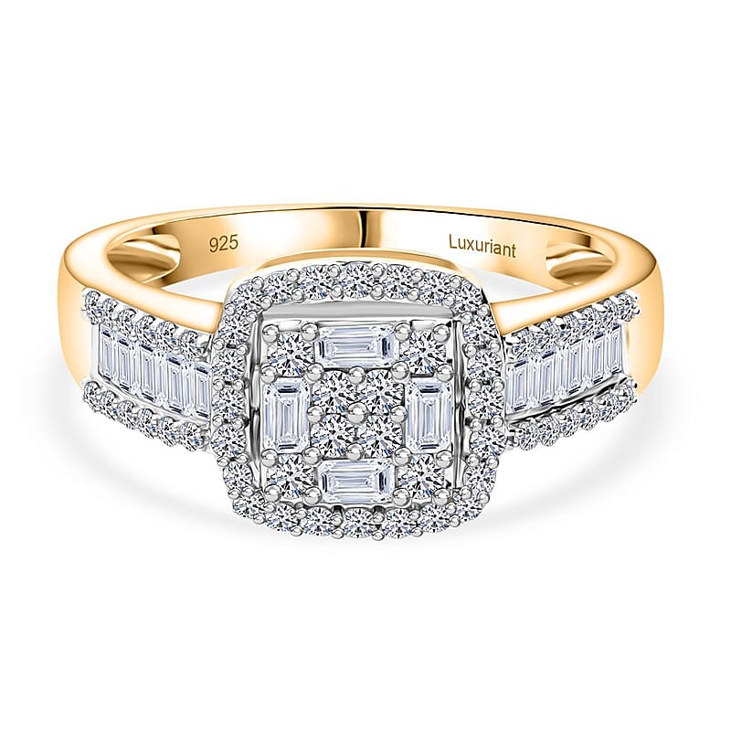 Luxuriant Lab Grown Diamond G-H SI 1.00 ctw Ring in 18K Vermeil Yellow Gold Over Sterling Silver (Size 8.0)