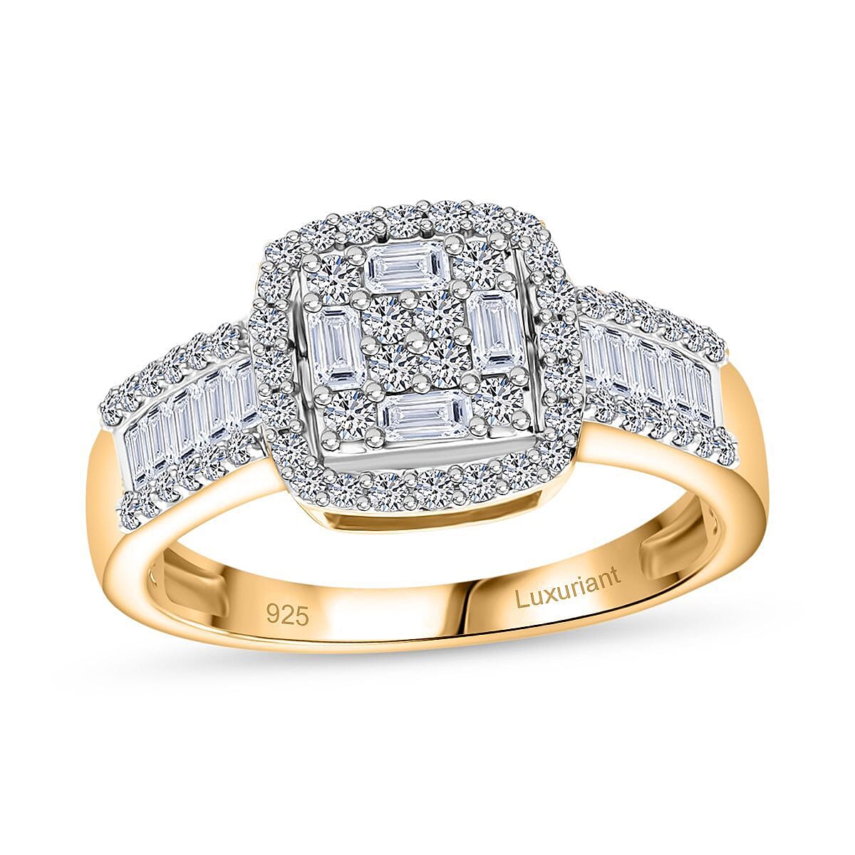 Luxuriant Lab Grown Diamond G-H SI 1.00 ctw Ring in 18K Vermeil Yellow Gold Over Sterling Silver (Size 8.0)