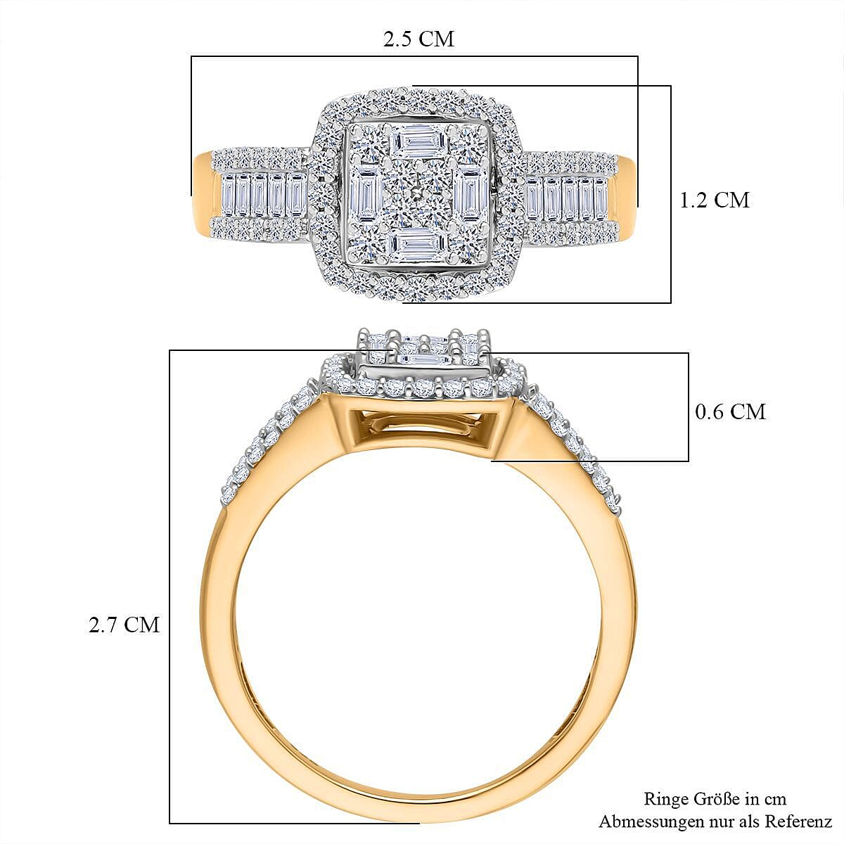 Luxuriant Lab Grown Diamond G-H SI 1.00 ctw Ring in 18K Vermeil Yellow Gold Over Sterling Silver (Size 8.0)