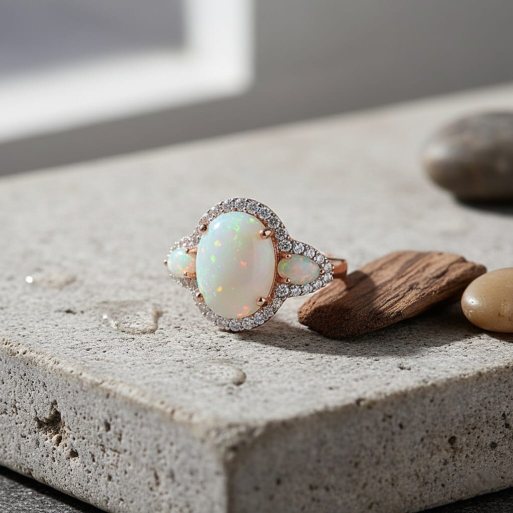 Ethiopian Welo Opal/5.75/Rose Gold Over Sterling Silver / 10 - Product card gallery slide 2 (10178775417145)