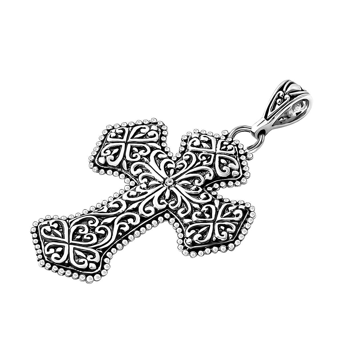 Bali Legacy Sterling Silver Cross Pendant without Chain 5.74 Grams image number 2