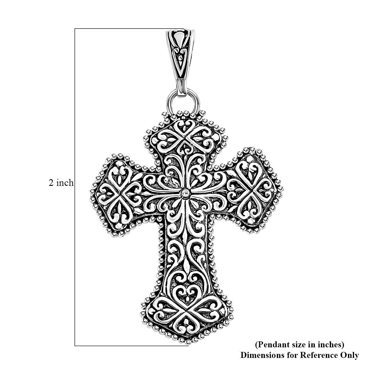 Bali Legacy Sterling Silver Cross Pendant without Chain 5.74 Grams image number 3
