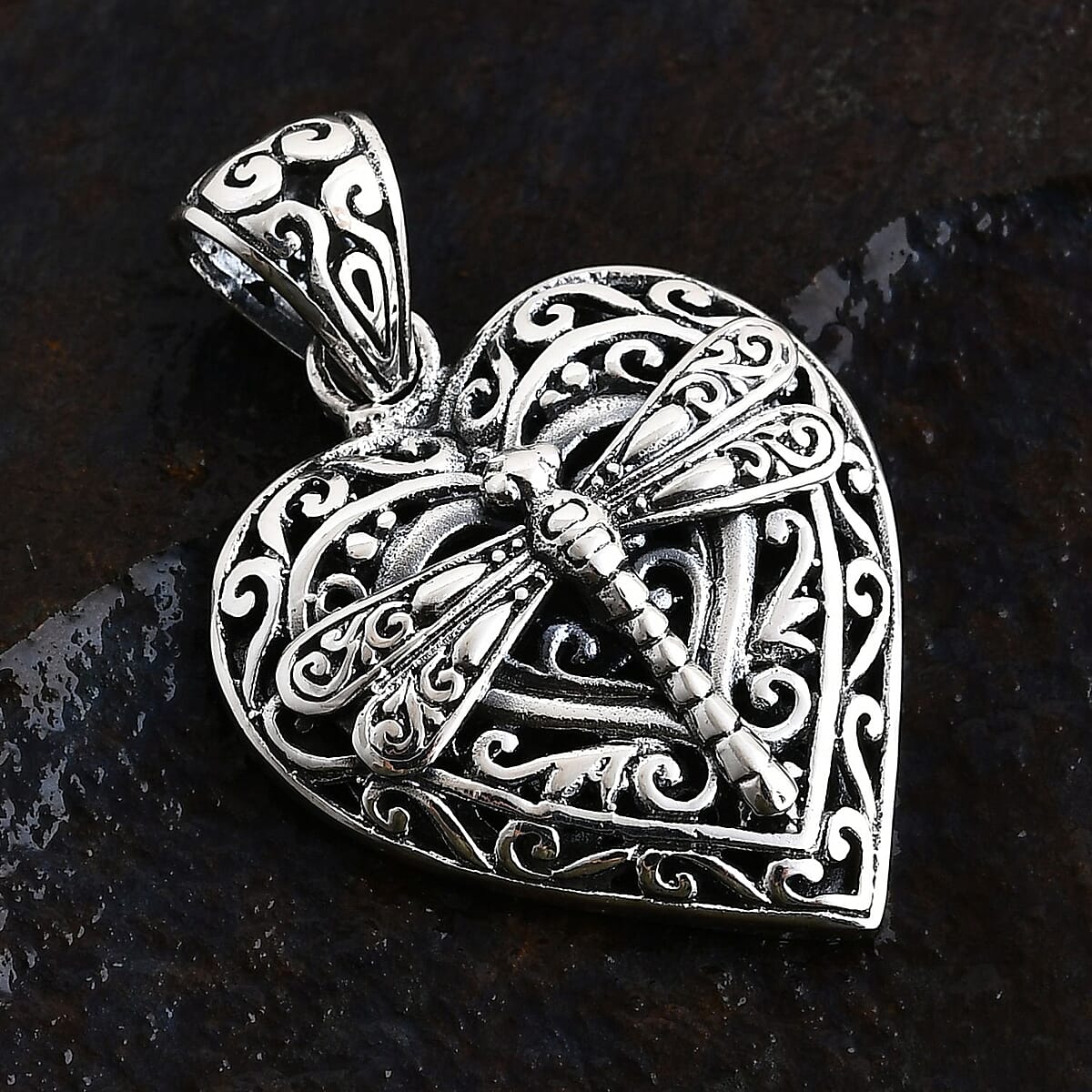 Bali Legacy Sterling Silver Dragonfly Pendant without Chain 6.32 Grams image number 1