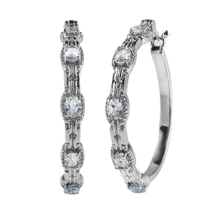 Sky Blue Topaz 4.50 ctw Hoop Earrings in Stainless Steel 