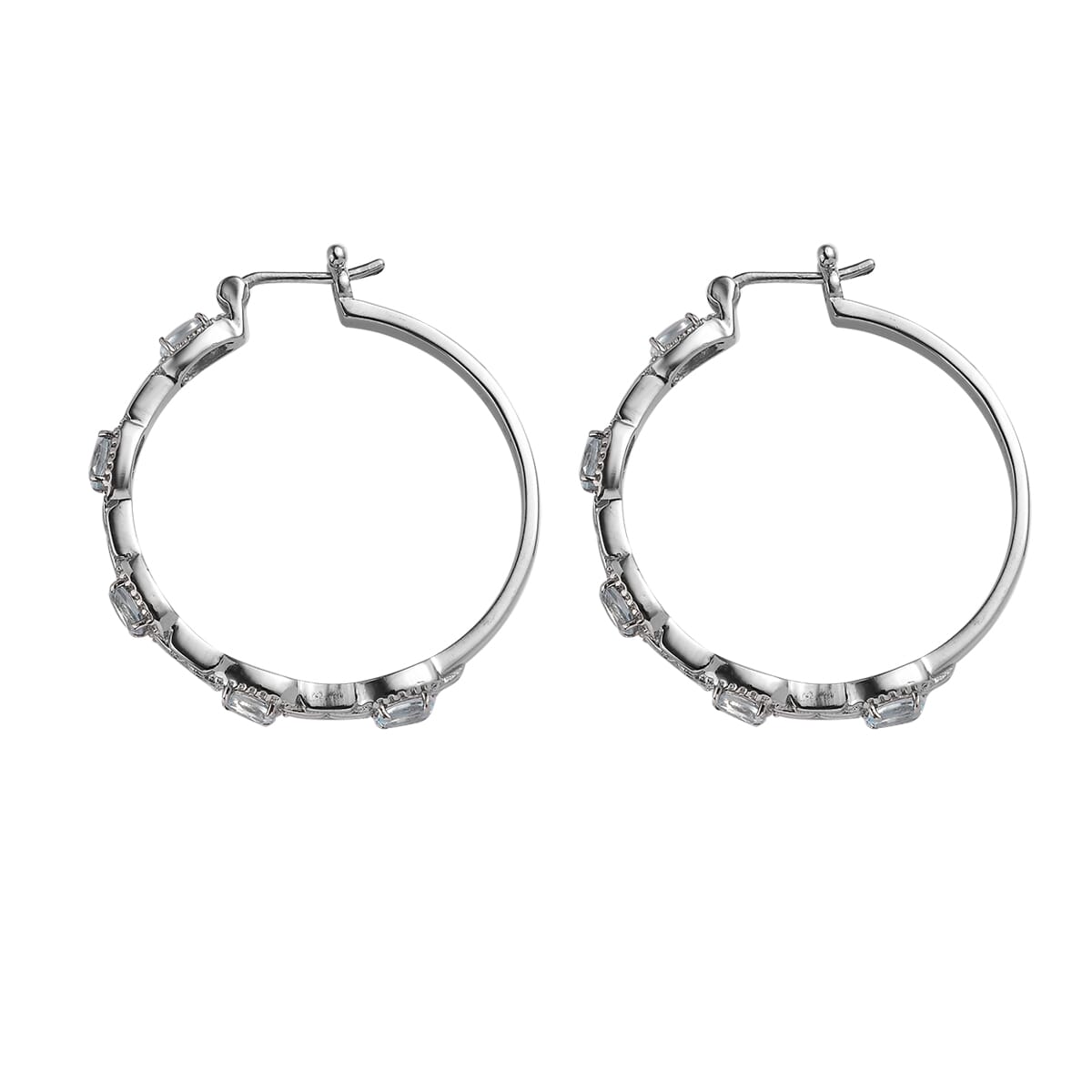 Sky Blue Topaz 4.50 ctw Hoop Earrings in Stainless Steel  image number 3