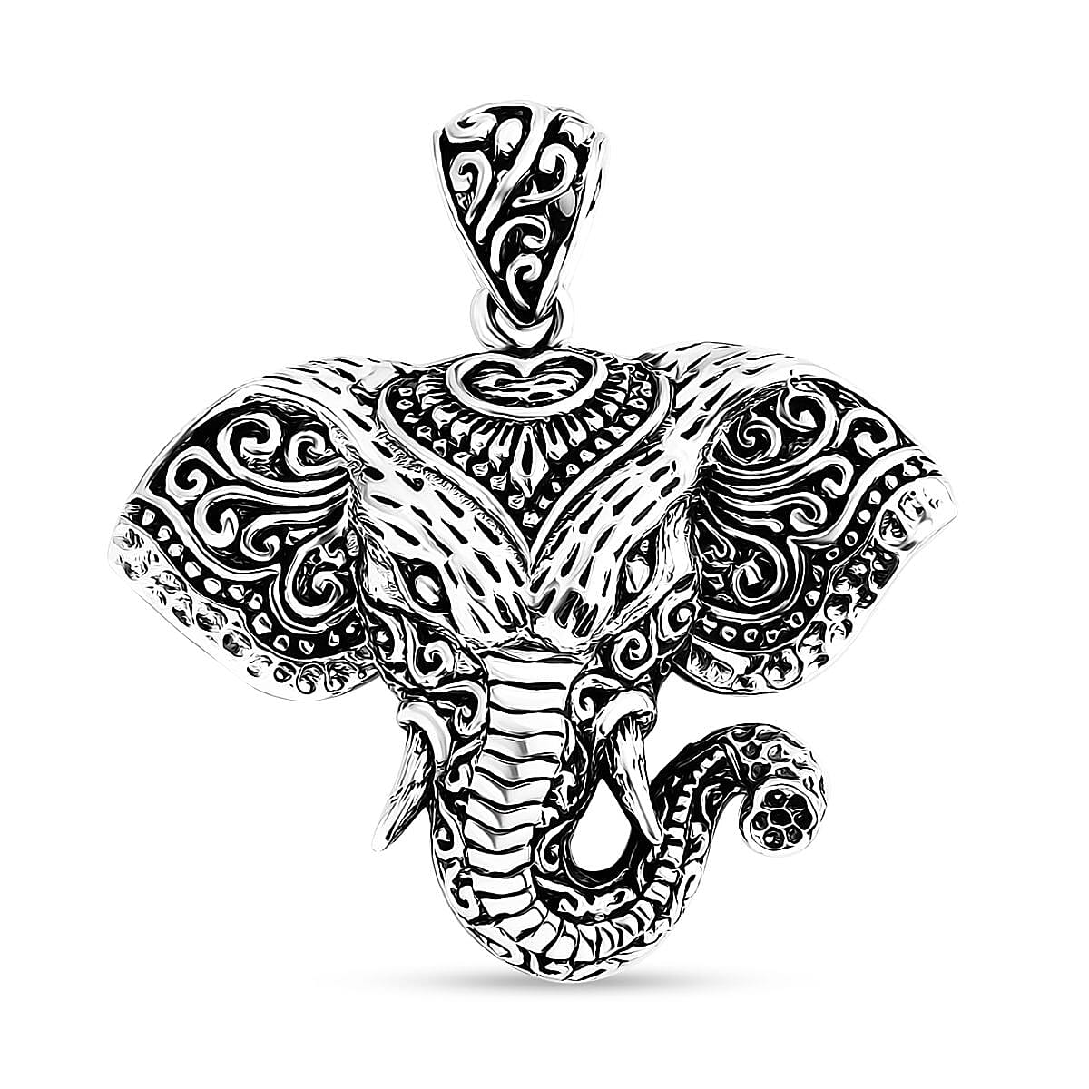 Bali Legacy Sterling Silver Elephant Head Pendant without Chain 8.82 Grams image number 0
