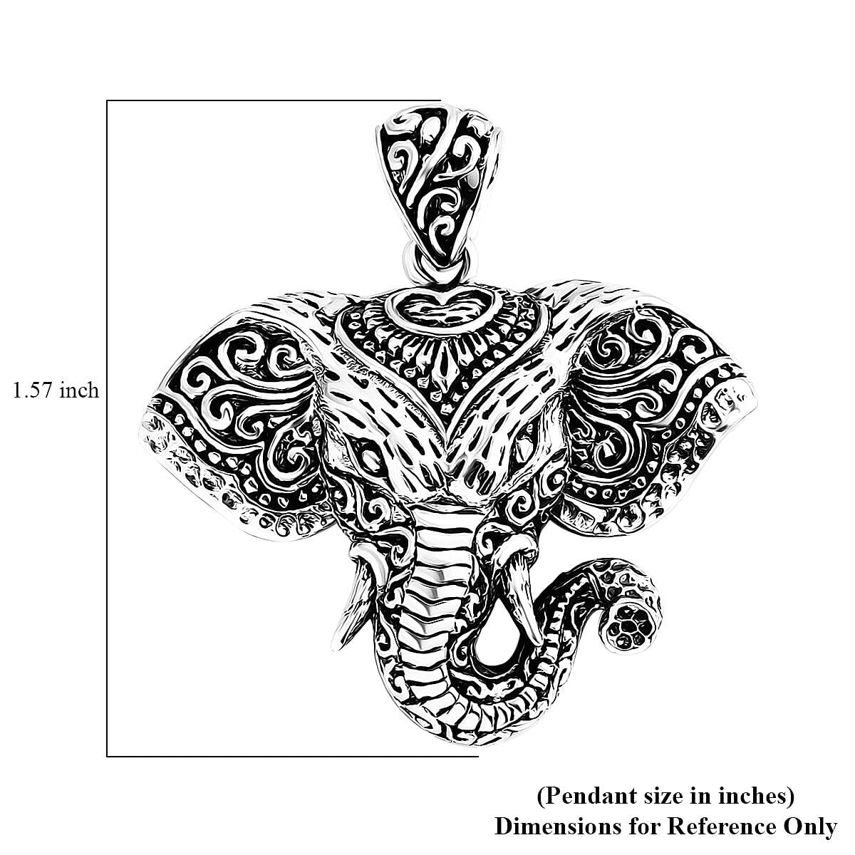 Bali Legacy Sterling Silver Elephant Head Pendant without Chain 8.82 Grams image number 1