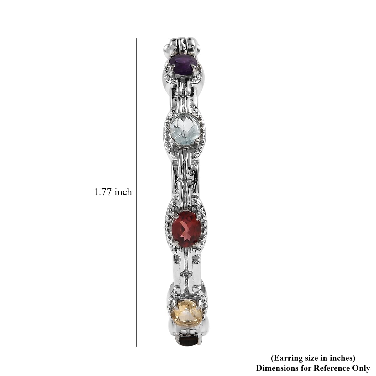 Multi Gemstone 3.40 ctw Hoop Earrings in Stainless Steel  image number 4