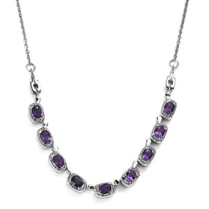 African Amethyst 3.10 ctw Necklace in Stainless Steel 20 Inches