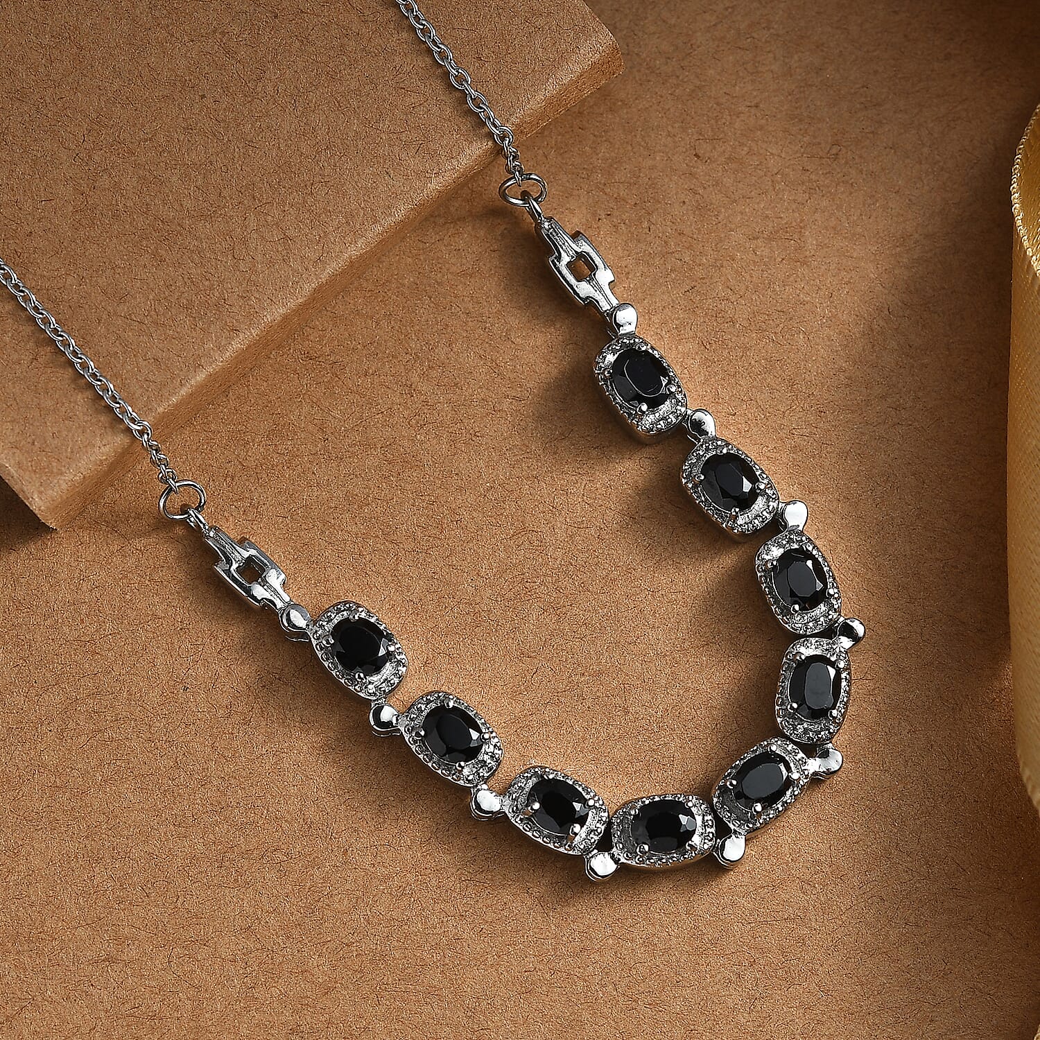 Thai Black Spinel 4.40 ctw Necklace in Stainless Steel 20 Inches