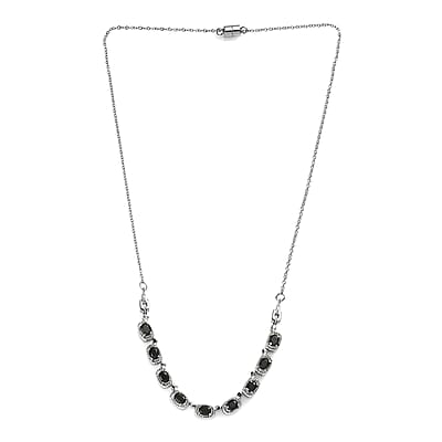 Thai Black Spinel 4.40 ctw Necklace in Stainless Steel 20 Inches