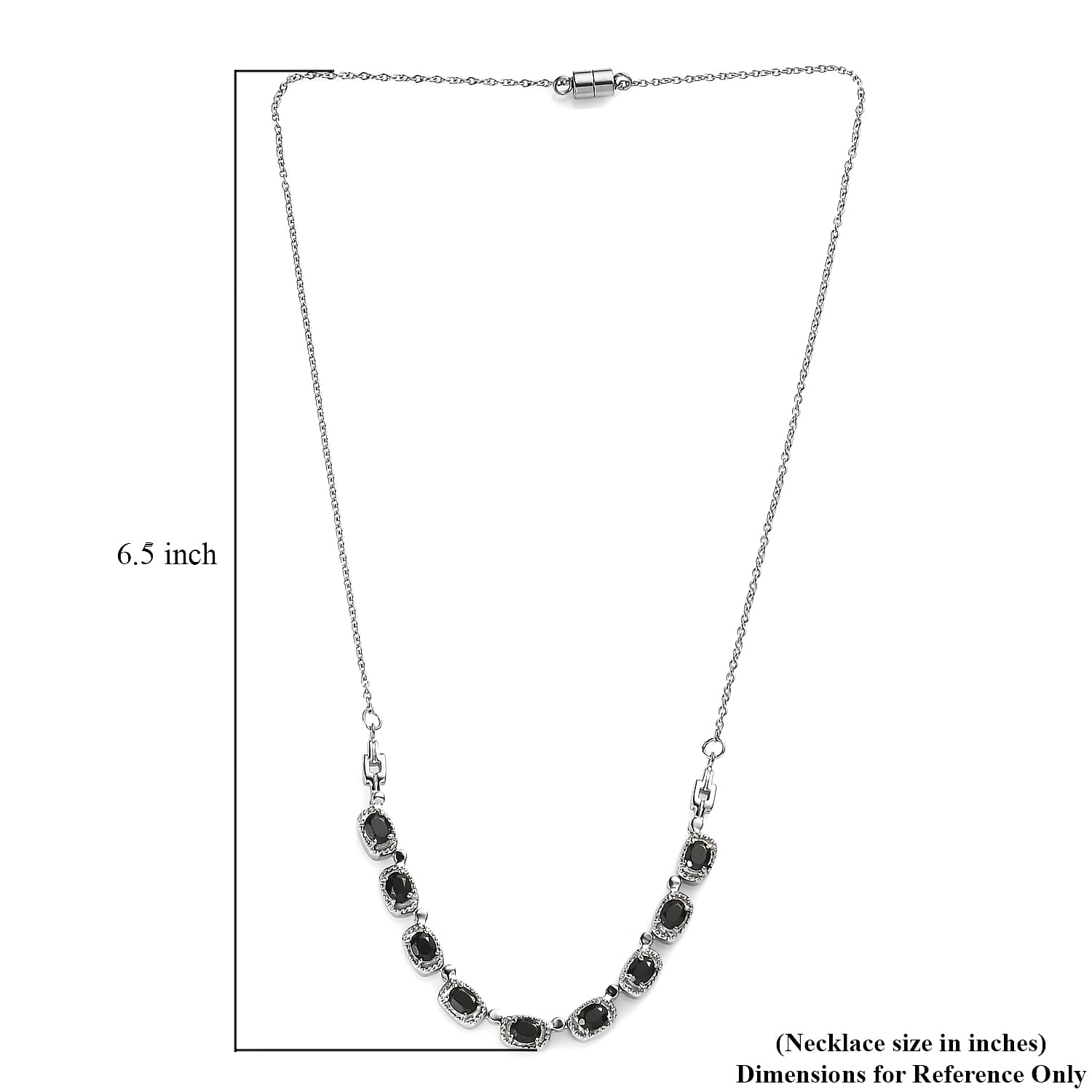 Thai Black Spinel 4.40 ctw Necklace in Stainless Steel 20 Inches