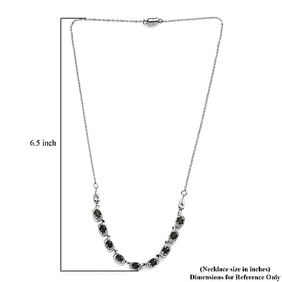 Thai Black Spinel 4.40 ctw Necklace in Stainless Steel 20 Inches