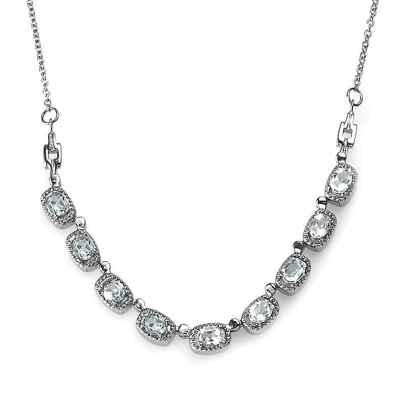 Sky Blue Topaz 4.00 ctw Necklace in Stainless Steel 18 Inches
