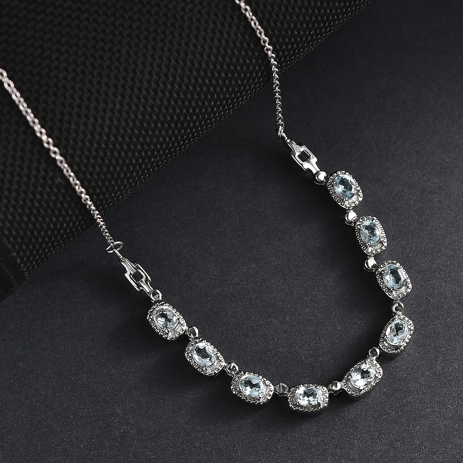 Sky Blue Topaz 4.00 ctw Necklace in Stainless Steel 18 Inches