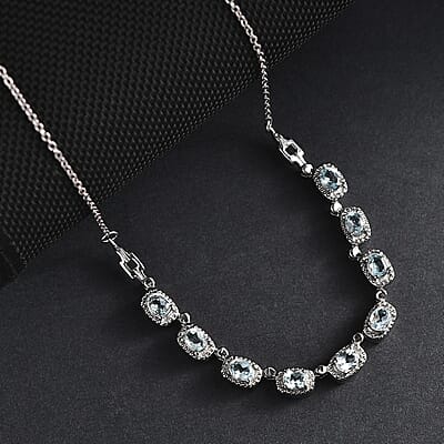 Sky Blue Topaz 4.00 ctw Necklace in Stainless Steel 18 Inches