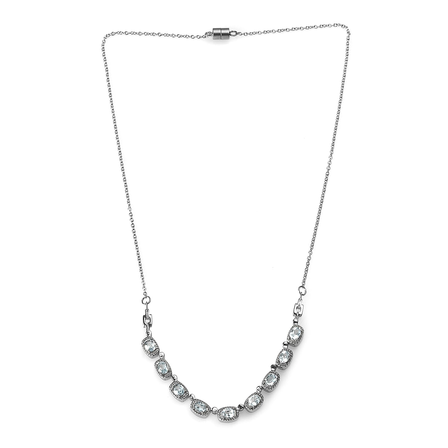 Sky Blue Topaz 4.00 ctw Necklace in Stainless Steel 18 Inches