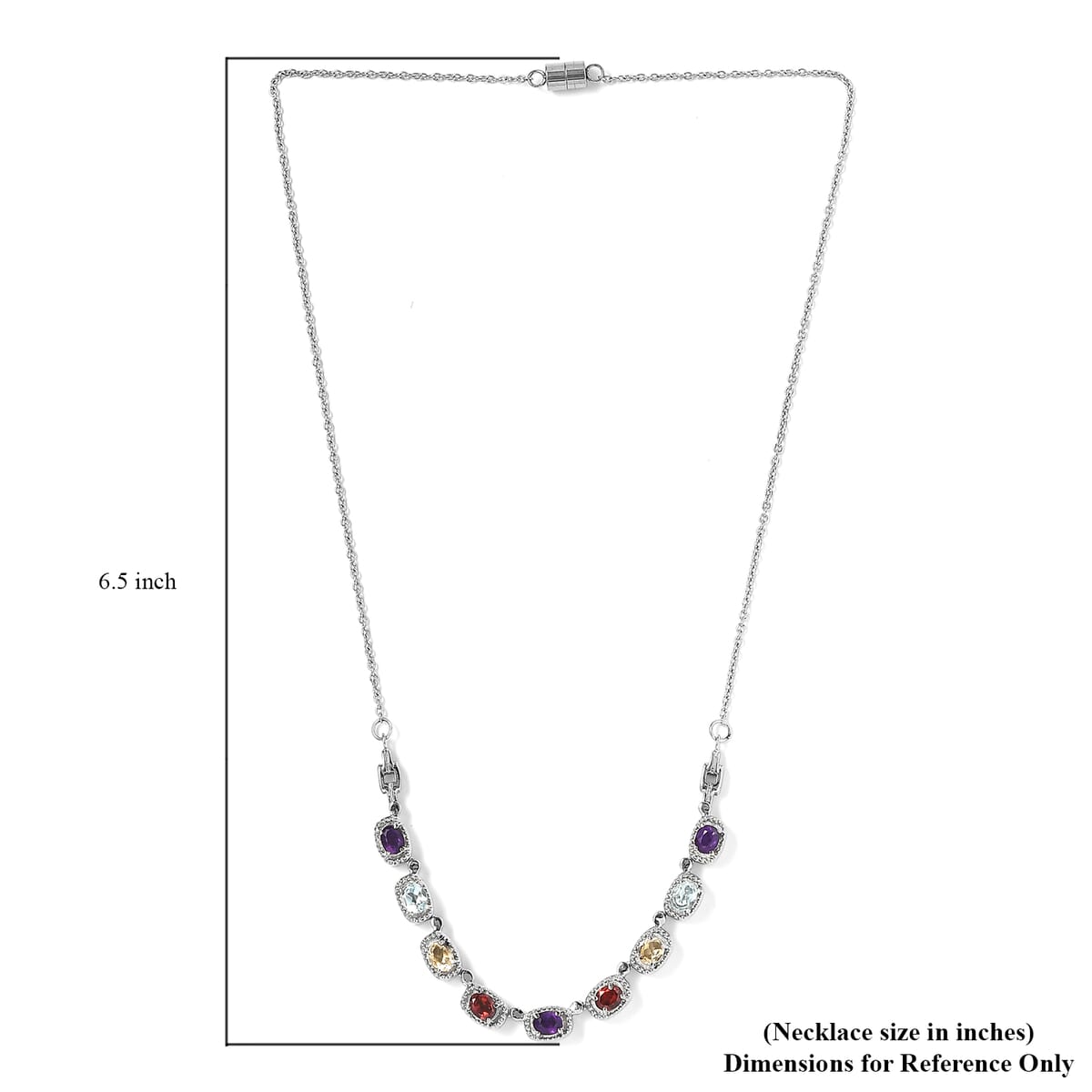 Multi Gemstone 3.00 ctw Necklace in Stainless Steel 20 Inches image number 5