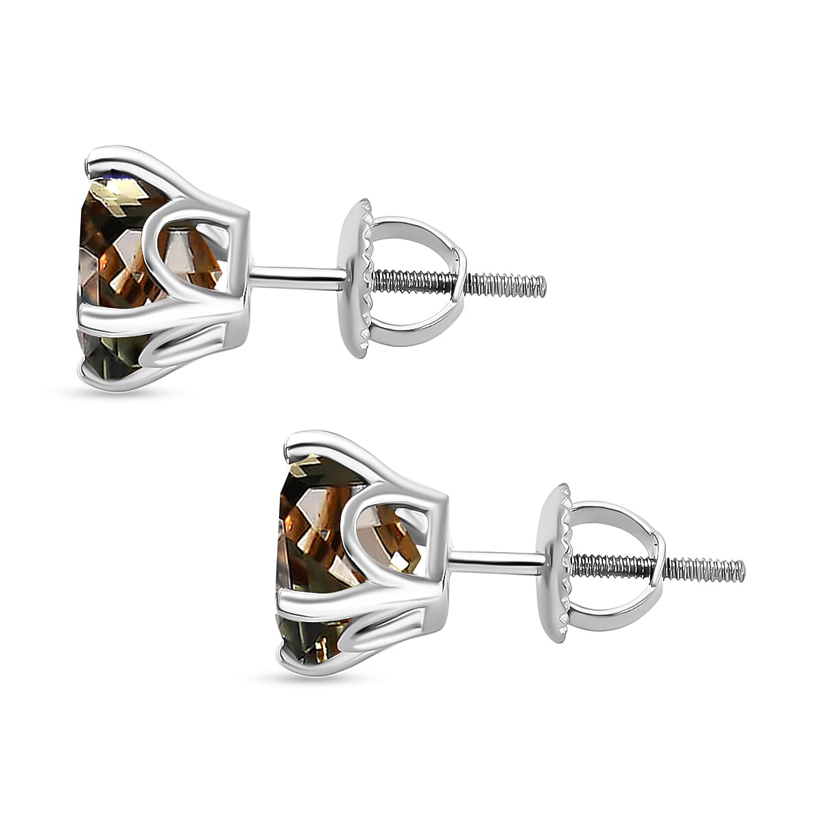 Rhapsody AAAA Asscher Cut Turkizite 4.00 ctw Stud Earrings in 950 Platinum (Del. in 10-12 Days) image number 2