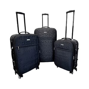 Karriage Mate 3pc Expandable Softshell Spinner Luggage Set -Black