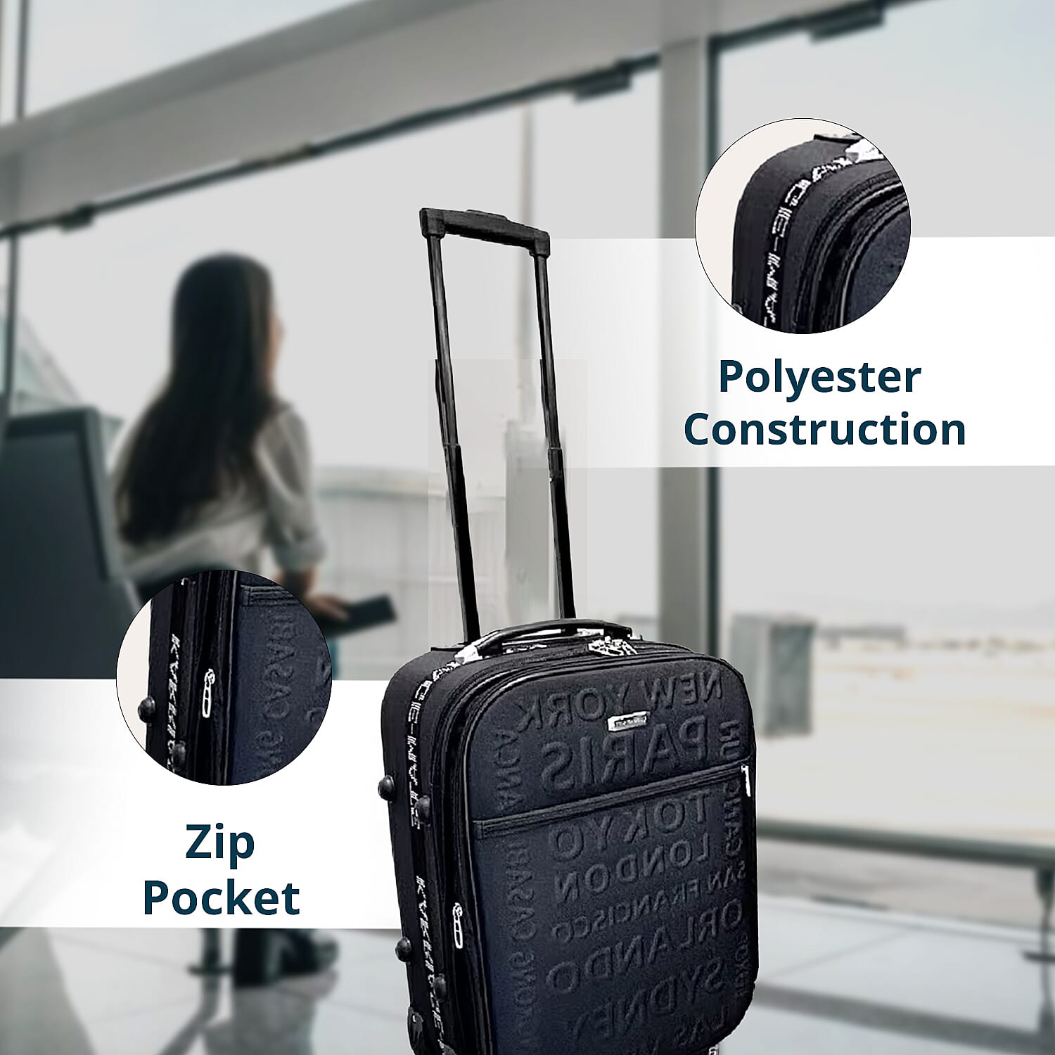 Karriage Mate 3pc Expandable Softshell Spinner Luggage Set -Black