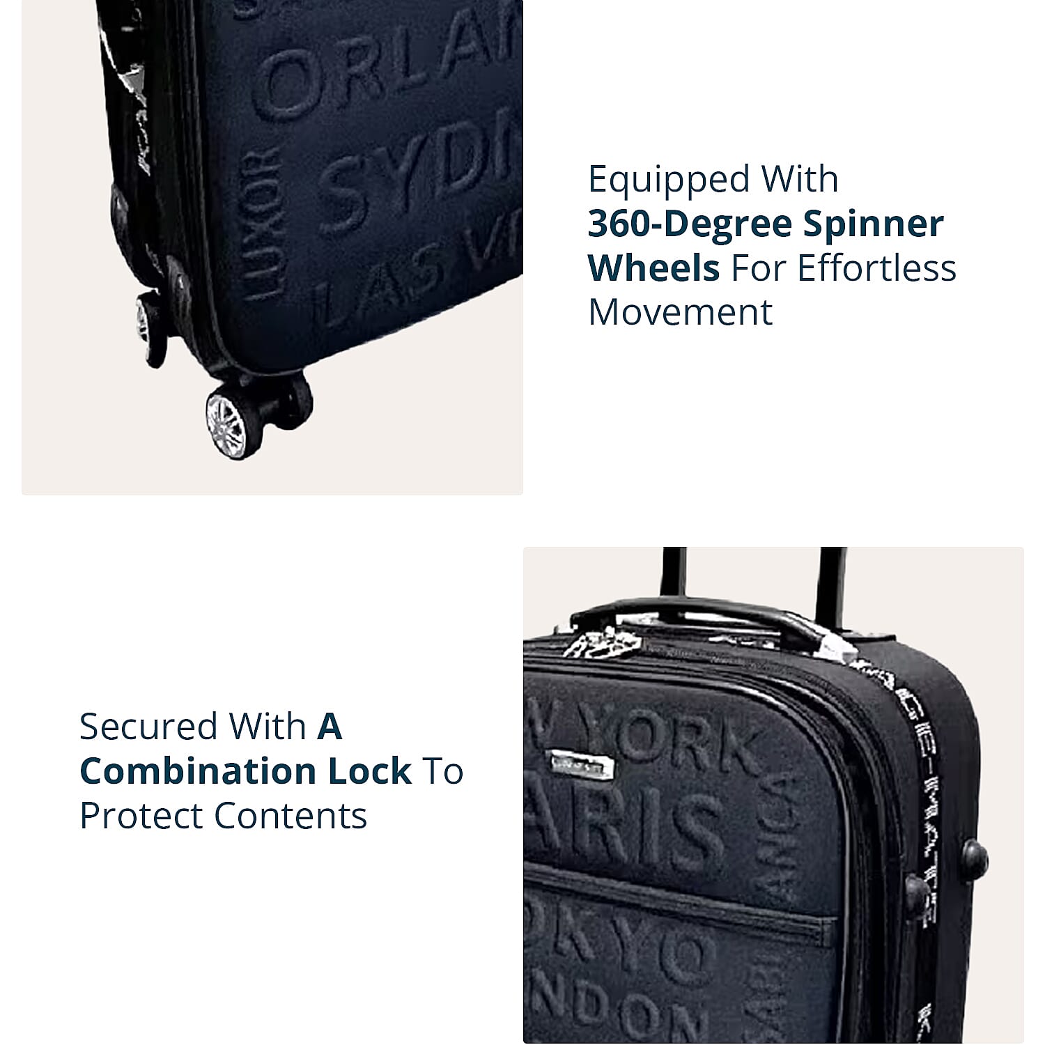 Karriage Mate 3pc Expandable Softshell Spinner Luggage Set -Black