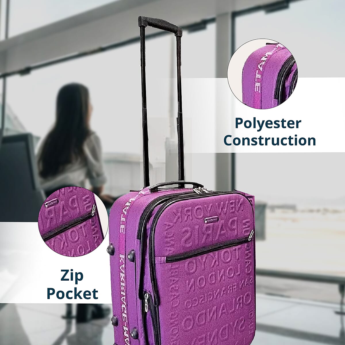 Karriage Mate 3pc Expandable Softshell Spinner Luggage Set -Plum image number 2