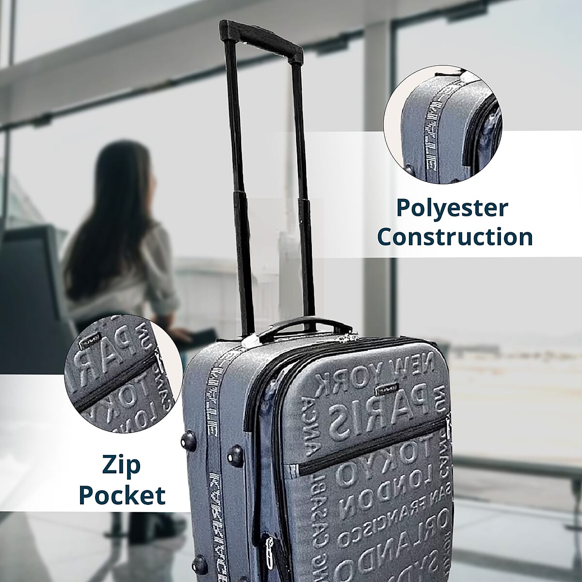 Karriage Mate 3pc Expandable Softshell Spinner Luggage Set -Grey image number 2