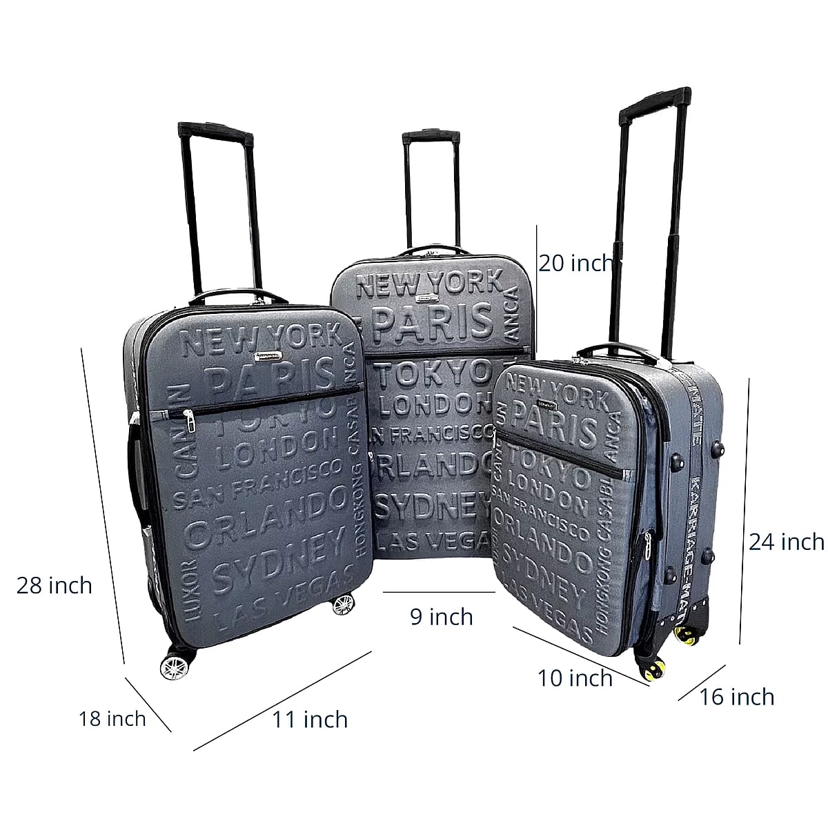 Karriage Mate 3pc Expandable Softshell Spinner Luggage Set -Grey image number 6