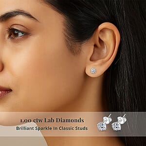 SGL Certified Luxuriant Lab Grown Diamond SI 1.00 ctw Solitaire Stud Earrings in 14K White Gold